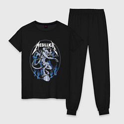 Пижама хлопковая женская Metallica Thrash metal Damn, цвет: черный