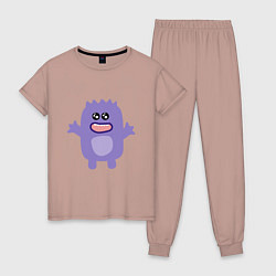 Пижама хлопковая женская Purple monster, цвет: пыльно-розовый