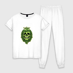 Пижама хлопковая женская Green Skull, цвет: белый