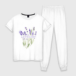 Пижама хлопковая женская Лаванда Lavender, цвет: белый