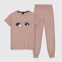 Пижама хлопковая женская Милые глазки cute eyes, цвет: пыльно-розовый