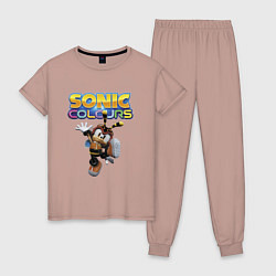 Пижама хлопковая женская Charmy Bee Sonic Video game, цвет: пыльно-розовый