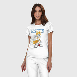 Пижама хлопковая женская Майлз Тейлз Прауэр Sonic Видеоигра, цвет: белый — фото 2