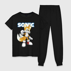 Пижама хлопковая женская Майлз Тейлз Прауэр Sonic Видеоигра, цвет: черный