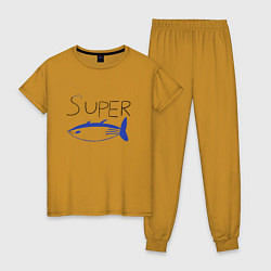 Пижама хлопковая женская Super tuna jin, цвет: горчичный
