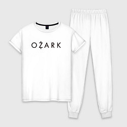 Пижама хлопковая женская Ozark black logo, цвет: белый