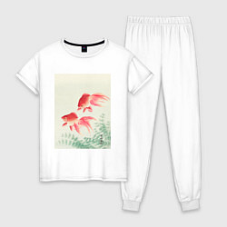 Пижама хлопковая женская Two Veil Goldfish, цвет: белый