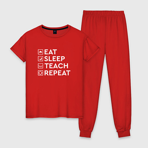 Женская пижама Eat sleep TEACH repeat / Красный – фото 1