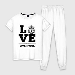 Пижама хлопковая женская Liverpool Love Классика, цвет: белый