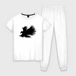 Пижама хлопковая женская Орел из дыма, цвет: белый