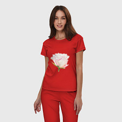 Пижама хлопковая женская Акварельная роза, цвет: красный — фото 2