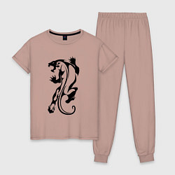 Пижама хлопковая женская Tiger Tattoo Тигр Татуировка, цвет: пыльно-розовый