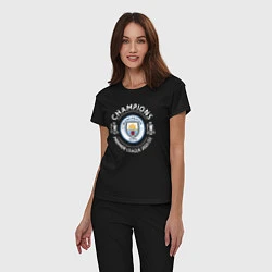 Пижама хлопковая женская Manchester City Champions 2122, цвет: черный — фото 2
