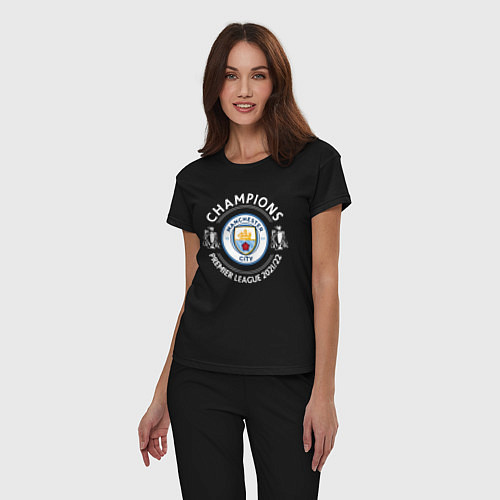 Женская пижама Manchester City Champions 2122 / Черный – фото 3