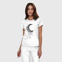 Пижама хлопковая женская Луна Оберег в стиле Мандала, цвет: белый — фото 2