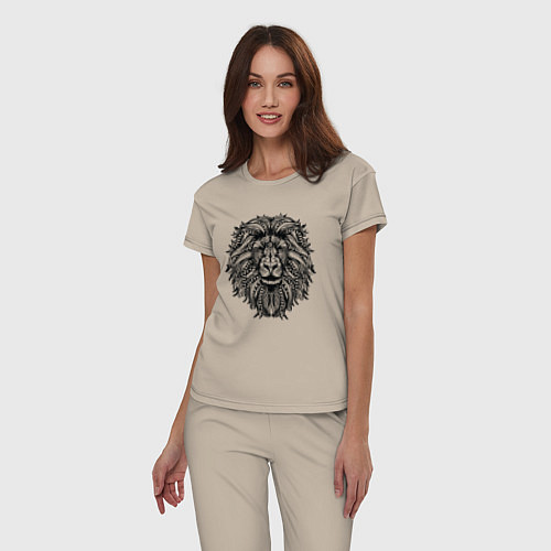 Женская пижама Лев в стиле Мандала Mandala Lion / Миндальный – фото 3