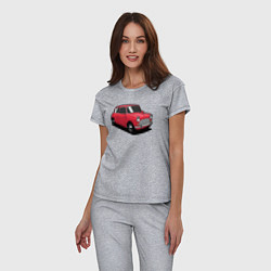 Пижама хлопковая женская Маленькая красная машина, цвет: меланж — фото 2