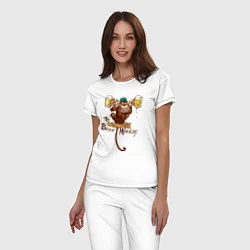 Пижама хлопковая женская Пивная обезьяна, цвет: белый — фото 2