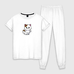 Пижама хлопковая женская Rude cat, цвет: белый