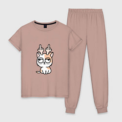 Пижама хлопковая женская Deer Cat, цвет: пыльно-розовый
