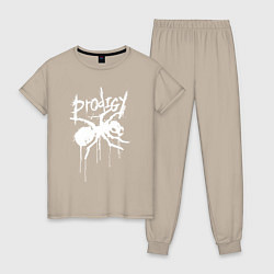 Пижама хлопковая женская Draw white logo - Ant, цвет: миндальный
