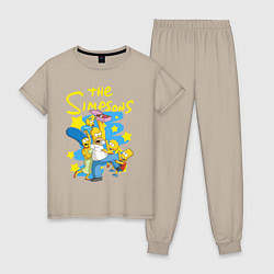 Пижама хлопковая женская The SimpsonsСемейка Симпсонов, цвет: миндальный