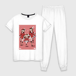 Пижама хлопковая женская Барбара, Кли и Джинн Genshin Impact, цвет: белый