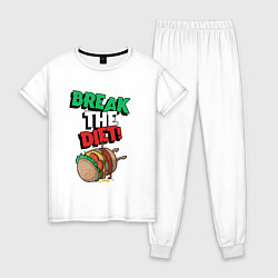 Пижама хлопковая женская Break the diet!, цвет: белый