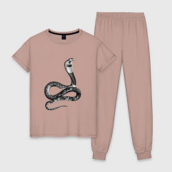 Пижама хлопковая женская Кобра Cobra, цвет: пыльно-розовый