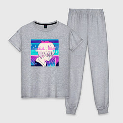 Пижама хлопковая женская Sad Boy Anime Style, цвет: меланж