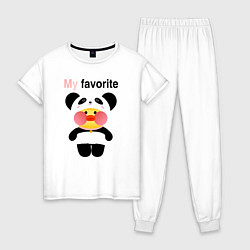 Пижама хлопковая женская LaLaFanFan Panda, цвет: белый