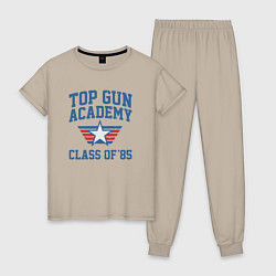 Пижама хлопковая женская TOP GUN Academy Class of 85, цвет: миндальный