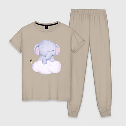Женская пижама Милый Слонёнок Стоит На Облаке