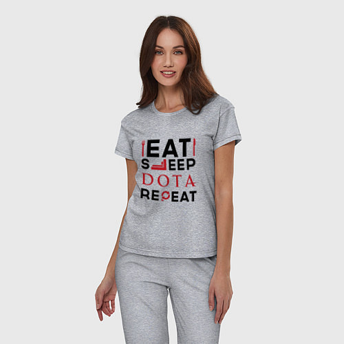 Женская пижама Надпись: Eat Sleep Dota Repeat / Меланж – фото 3