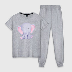Пижама хлопковая женская Милый Слонёнок В Предкушении, цвет: меланж