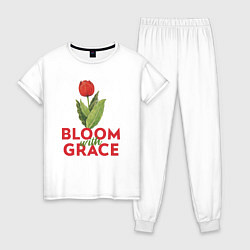 Пижама хлопковая женская Цвети с достоинством, цвет: белый