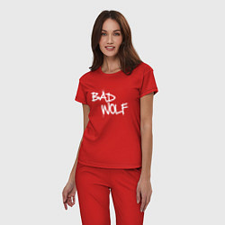 Пижама хлопковая женская Bad Wolf злой волк, цвет: красный — фото 2