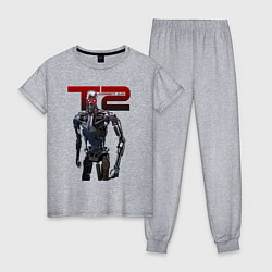 Пижама хлопковая женская Terminator 2 - T800, цвет: меланж