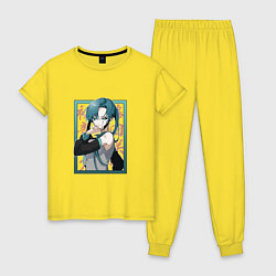 Пижама хлопковая женская Hatsune Miku Drain, цвет: желтый