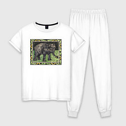 Пижама хлопковая женская Olifant Met Fles Слон, цвет: белый