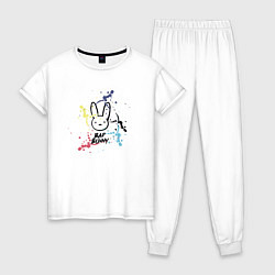 Пижама хлопковая женская Bad Bunny Color, цвет: белый