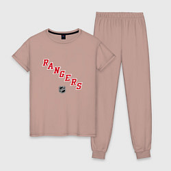 Пижама хлопковая женская New York Rangers NHL, цвет: пыльно-розовый