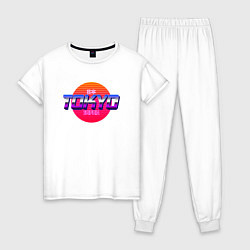 Пижама хлопковая женская Retrowave Tokyo, цвет: белый