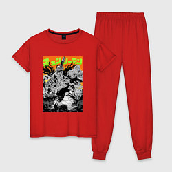 Пижама хлопковая женская Человек-Бензопила Chainsaw Man Rage, цвет: красный