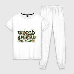 Пижама хлопковая женская WORLD ANIMAL PROTECTION, цвет: белый