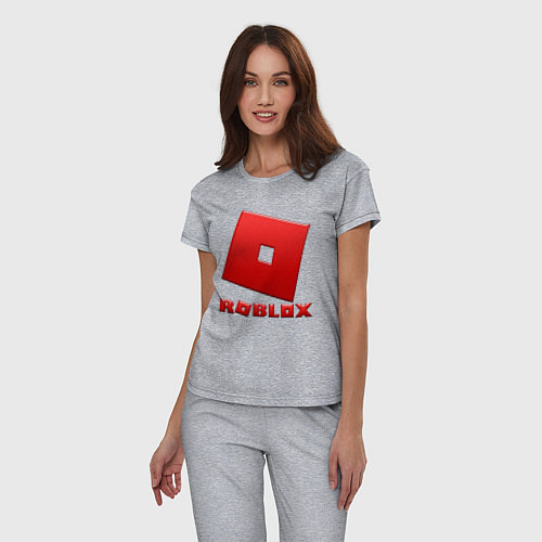 Женская пижама ROBLOX логотип красный градиент / Меланж – фото 3
