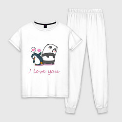 Пижама хлопковая женская PENGUIN AND PANDA, цвет: белый