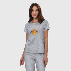 Пижама хлопковая женская Лос-Анджелес Лейкерс NBA, цвет: меланж — фото 2