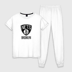 Пижама хлопковая женская Бруклин Нетс NBA, цвет: белый