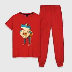 Пижама хлопковая женская Пряничная лягушка, цвет: красный